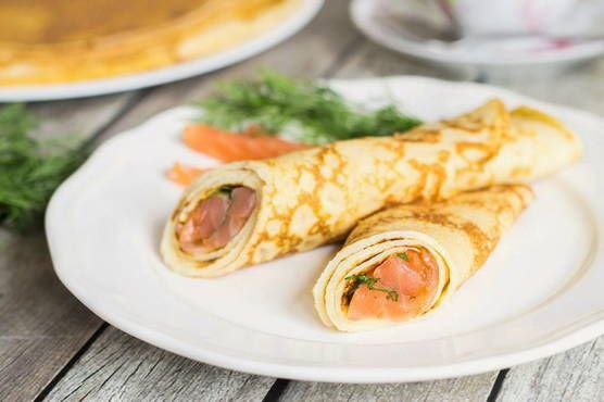 Pfannkuchen mit Lachs
